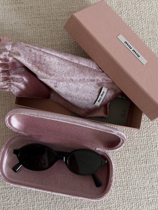 Miu Miu Black Sunglasses with Pink Velvet Case main image 4